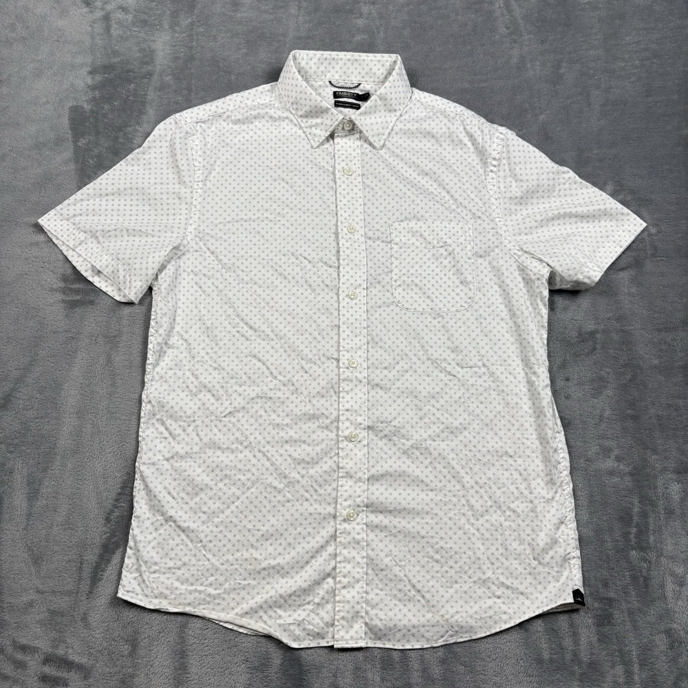 Faherty Reserve Movement Short Sleeve Men's Size Medium White Geometric Diamonds